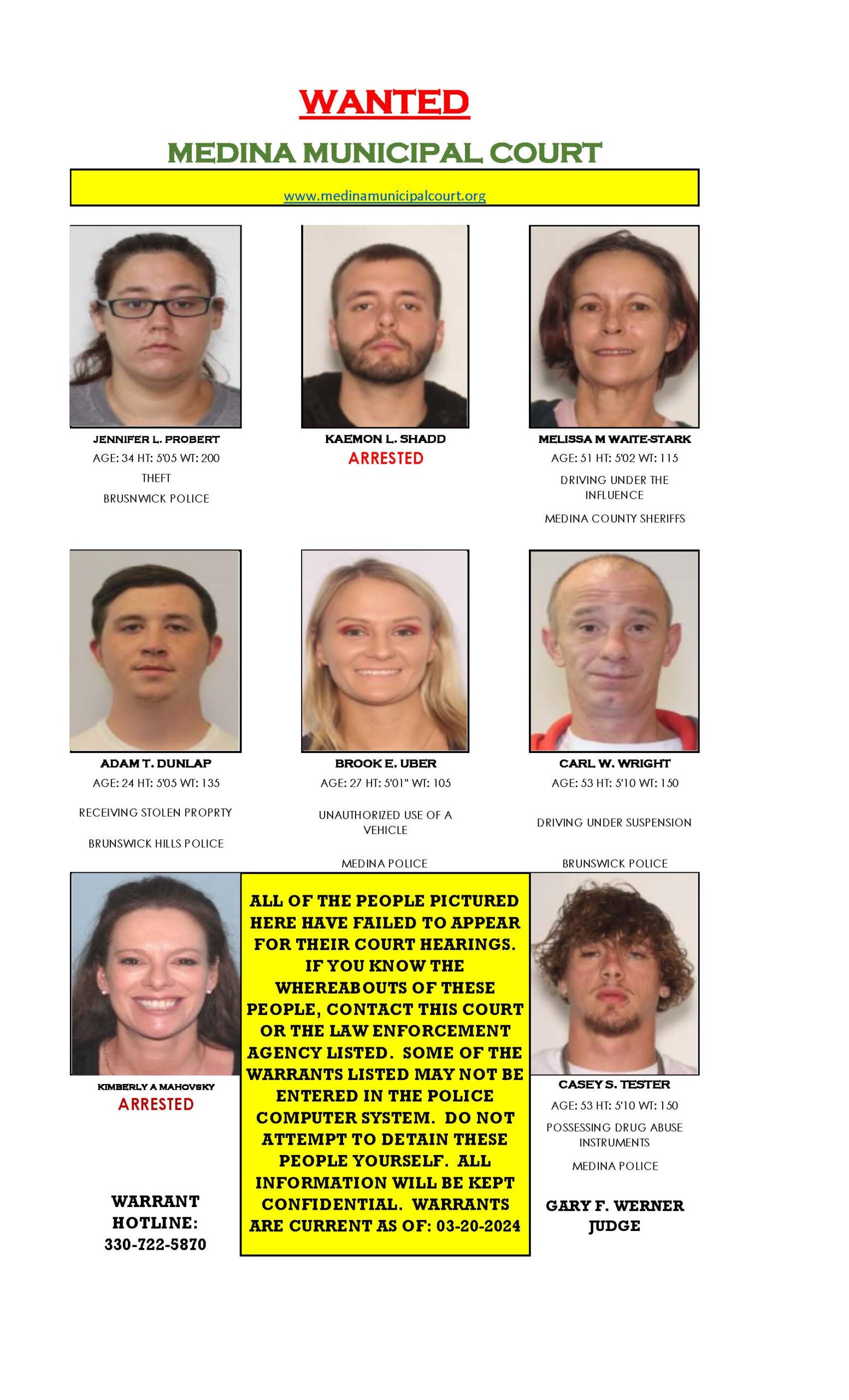 Medina Municipal Court | Most Wanted - Feb 2024