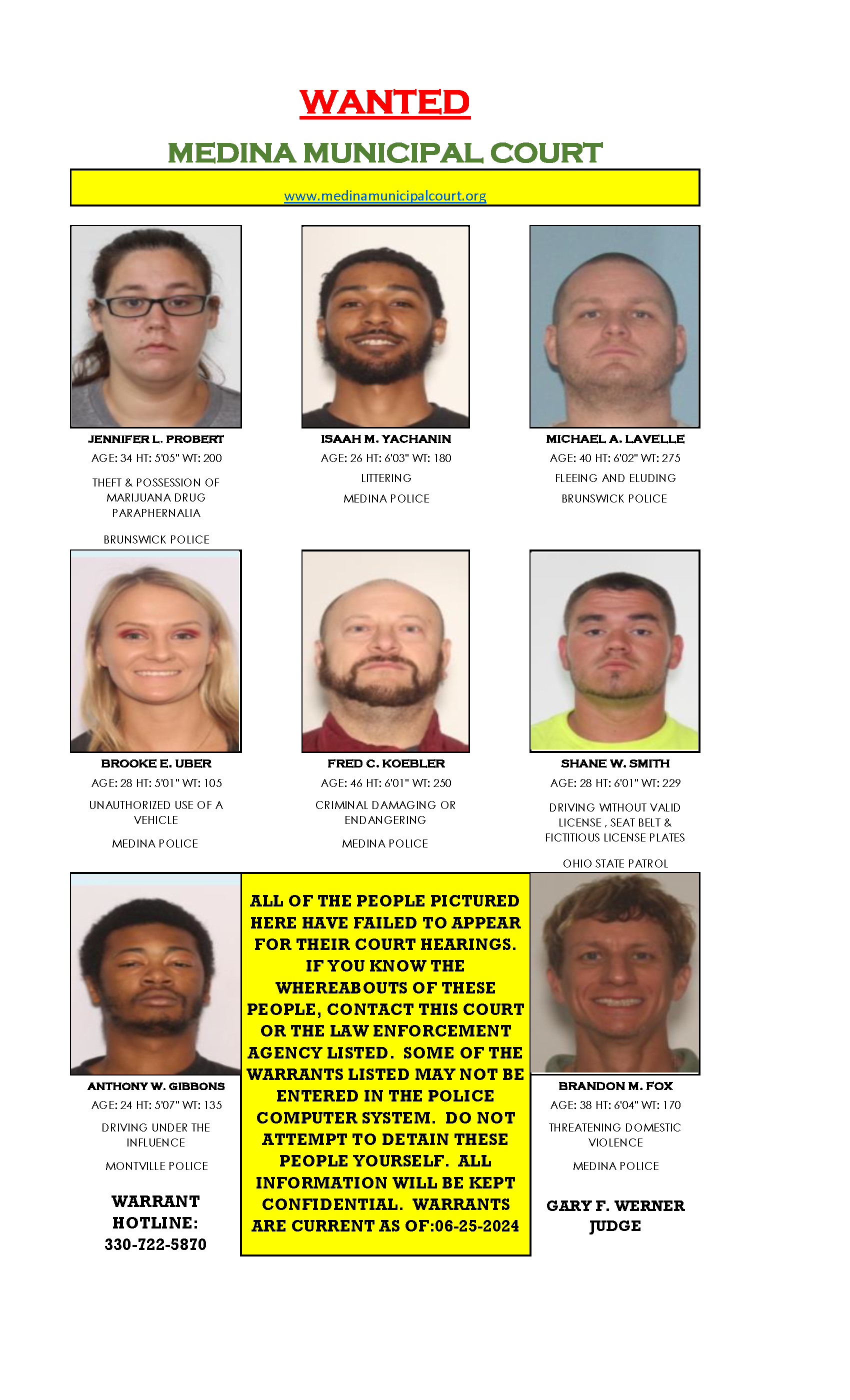 Medina Municipal Court | Most Wanted - Feb 2024