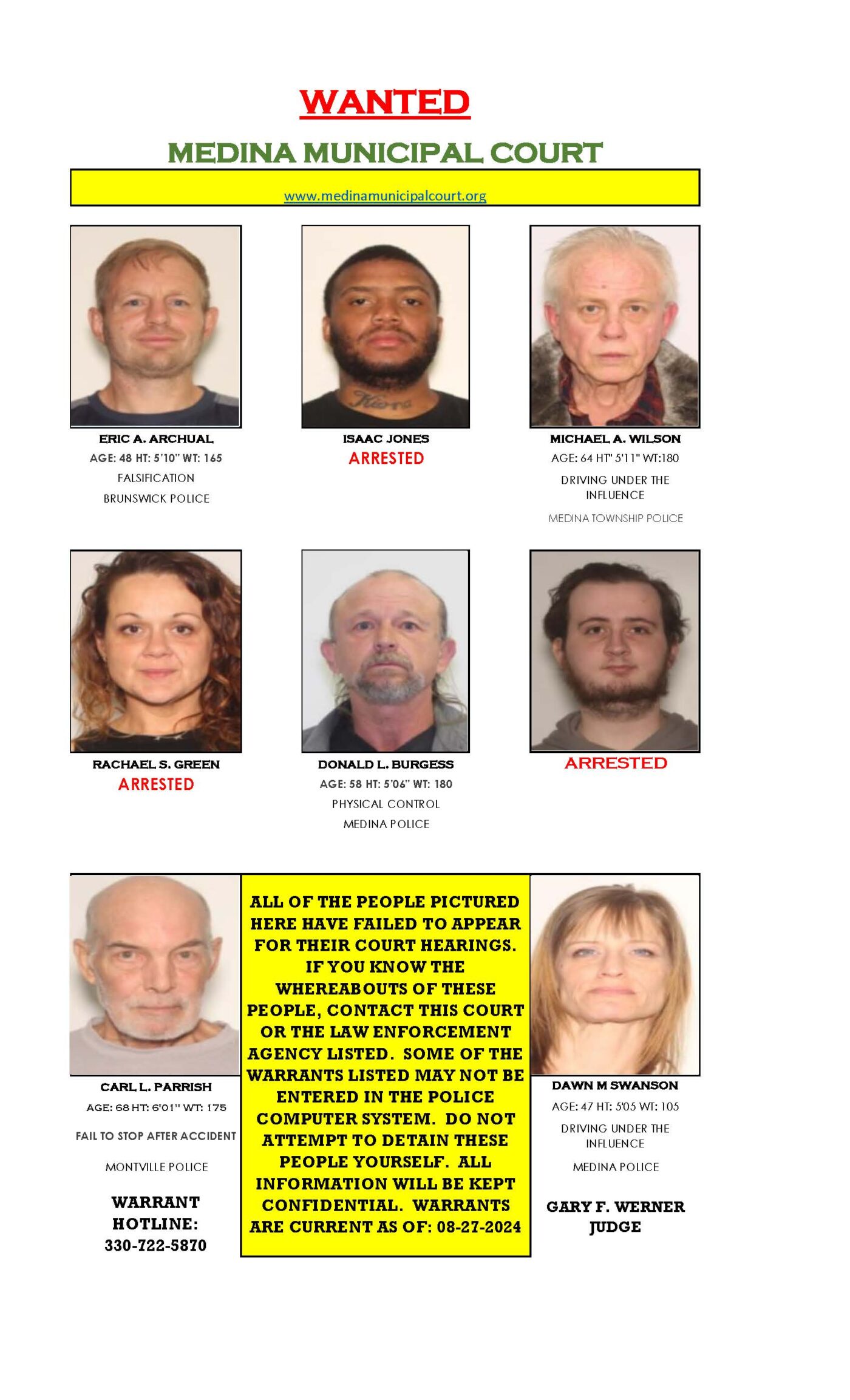 Medina Municipal Court | Most Wanted - Feb 2024